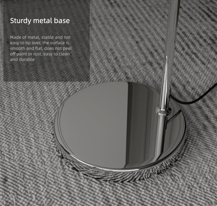 Modern Arc Floor Lamp with Chrome Dome Shade, Height Adjustable 59-74in, for Living Room Bedroom Study,Office,Industrial Style Decorative Lights (Black) - Image 3