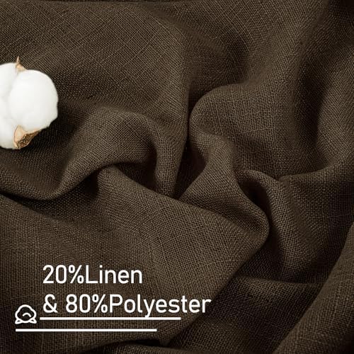 LAMIT Dark Brown Linen Curtains, Light Filtering Panels, 52 x 96 Inch - Image 2