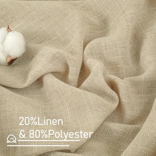 LAMIT 30 Inch Cafe Linen Curtains for Kitchen Window Over Silk 2 Panels - Image 2