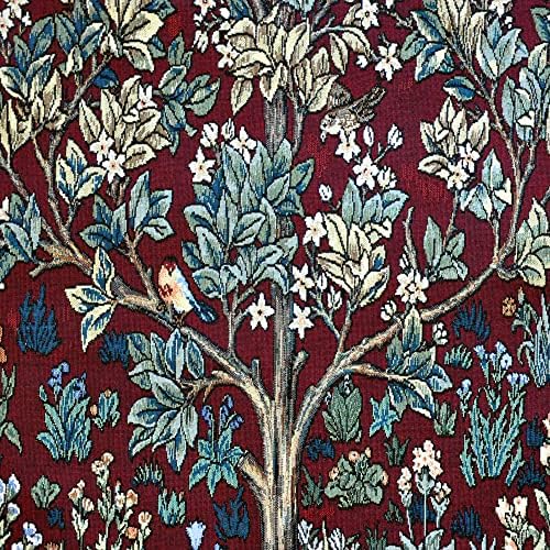 Aubelin Tapestry Long Ruby William Morris Tree of Life Fine Art Tapestry Wall Hanging Size 63"x35" - Image 6