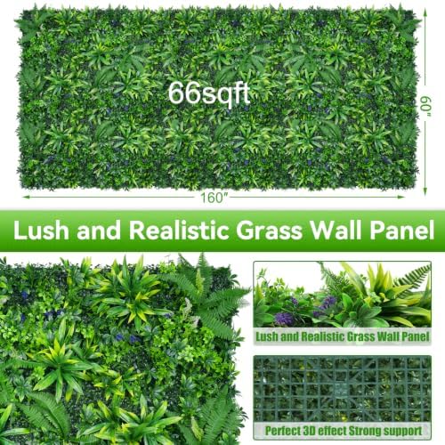 Grass Wall Panels,60"x160" in(66 sqft) Hedge Boxwood Roll Backdrop with UV-Resistant, Fake Greenery Plant Decor for Outdoor Indoor Patio Garden Backyard - Image 2