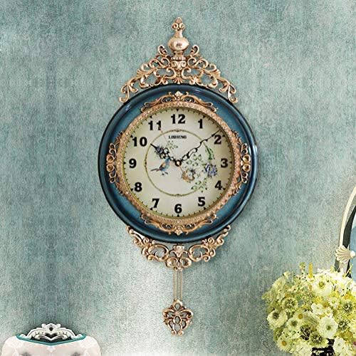 SHISEDECO 29.5" Large Vintage Antique Grandfather Pendulum Wall Clock, Blue - Image 2