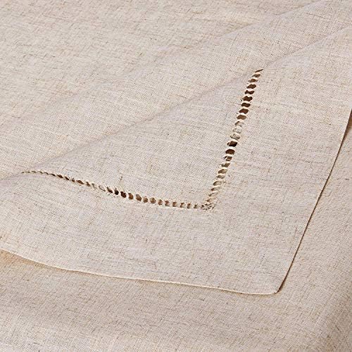 Fennco Styles Toscana Contemporary Hemstitched Linen Blend 65 x 140 Inch Table Cloth for Dinner Table, Parties, Wedding Decorations, Natural - Image 6
