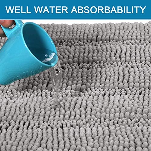 H.VERSAILTEX Bath Mats for Bathroom Non Slip Extra Thick Chenille Striped Bath Rug 24" x 36" Absorbent Non Skid Fluffy Soft Shaggy Rugs Washable Dry Fast Plush Mats for Indoor, Bath Room, Tub - Dove - Image 5
