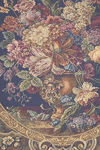 Decorative Floral in Vase Dark Blue Tapestry Wall Hanging 30 x 25 in - Image 2