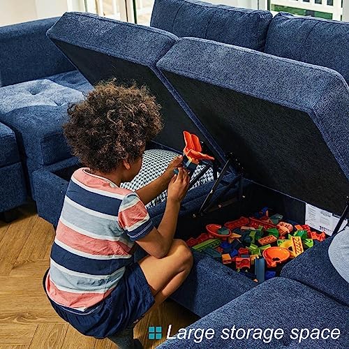 Belffin Modular Sectional Sofa with Storage Sectional Sleeper Couch Modular Sofa Bed for Living Room Blue - Image 6