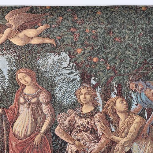 AureoMadis Primavera by Botticelli Tapestry Wall Hanging Set, 42"x27" Renaissance Medieval Vintage Victorian Woven Tapestries with Rod, Tassels & Hooks (Green：Botticelli's 'The Spring' Inspired Timeless Color Symphony) - Image 6