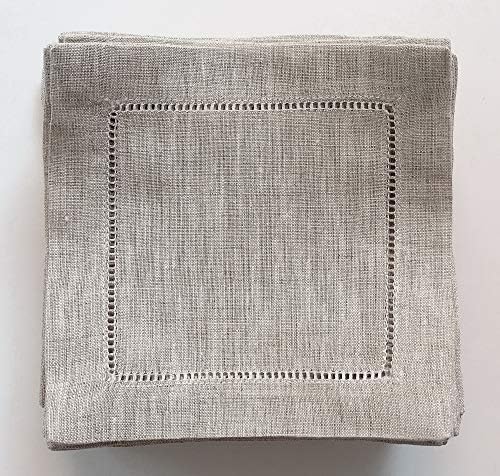Ladder Hem Stitch Natural Linen Cocktail Napkins- 1 Dozen 6"x6"- Linen Cloth Napkin Coasters-Set of 12 - Image 7