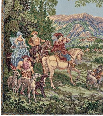 AureoMadis Woven Tapestry Wall Hanging - Large Vintage Medieval Renaissance Victorian Art Home Decor for Living Room Bedroom (34.5" W x 28.0" H) - Hunting Scene with lining (Earthy：Hunting Scene-with lining) - Image 2