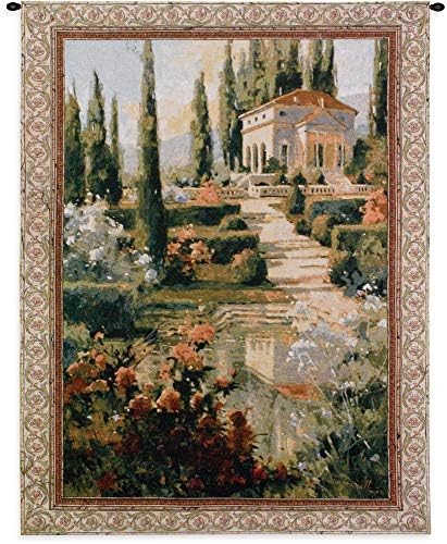 Tuscany Estate | Woven Tapestry Wall Art Hanging | Italian Villa Country Garden | 100% Cotton USA Size 53x42 by FineArtTapestries