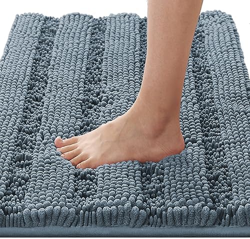 H.VERSAILTEX Bath Mats for Bathroom Non Slip Luxury Chenille Striped Bath Rug Absorbent Non Skid Fluffy Soft Shaggy Rugs Washable Plush Carpet Mats for Bath Room, Tub by HVERSAILTEX