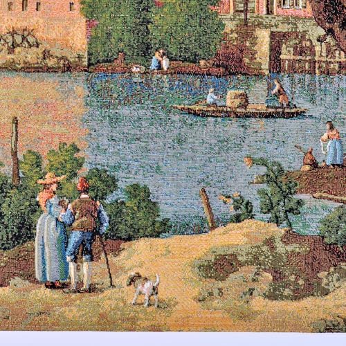 AureoMadis Victorian Fine Art Tapestry Wall Hanging, Vintage Venetian Cityscape Landscape, TC Backed Woven Fabric Wall Decor with Dual Rod Pockets, 41.5 x 27 Inch (Pastel：Venetian Village Scene) - Image 3