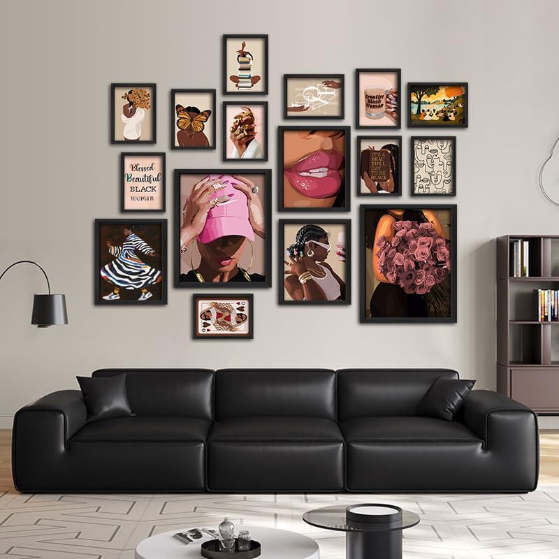 ANERZA 16 PCS Black Girl Wall Art Decor, African American Gallery Wall Prints for Bedroom, Black Woman Posters for Living Room Aesthetic, Black People Collage Kit Pictures, Pink and Black Dorm Home Decor - Image 6