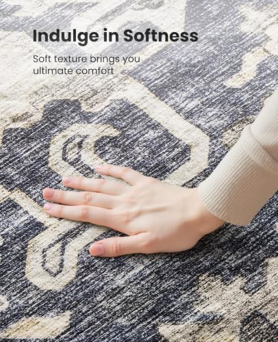 Amada 2'6"x8' Washable Runner Rug for Hallway, Blue/Brown, Vintage Style - Image 6