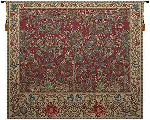 William Morris The Tree of Life Forest Red Tapestry Wall Hanging 68 x 81 in by CCharlotteHomeFurnishings