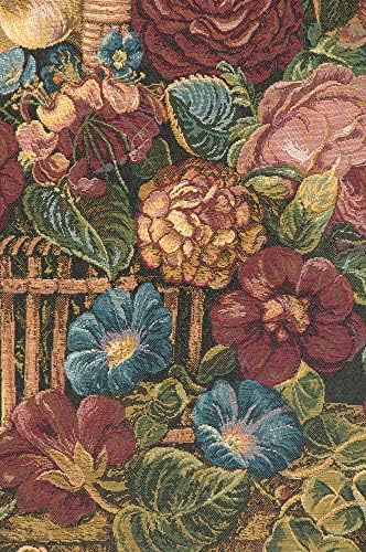 Decorative Flower Basket Black II Floral Tapestry Wall Hanging 24 x 42 in - Image 2
