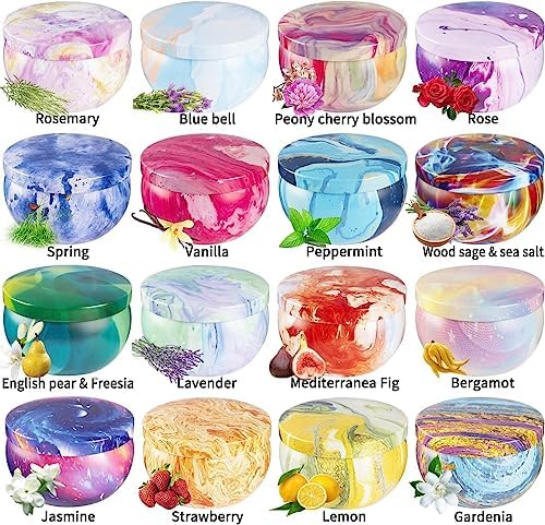YOROXRG 16 Pack Scented Candles Gift Set - 2.5oz Strong Fragrance Natural Soy Wax Candles in Portable Travel Tin Jars - Perfect for Home Decoration and Gifting - Image 2