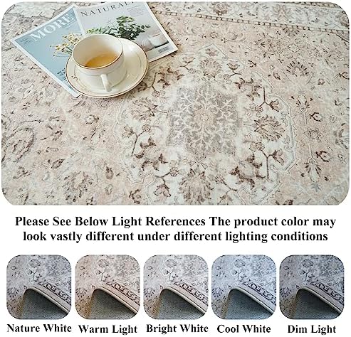 Washable 3x12 Hallway Runner Rug: Vintage Non Slip Soft Rug for Entryway Kitchen Living Room Low-Pile Water Resistant Carpet for Bathroom Nursery Thin Floor Mat for Bedroom Dining Room(Beige,3x12) - Image 3