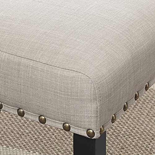 Biony Tan Fabric Counter Height Stools with Nailhead Trim, Set of 2 - Image 6