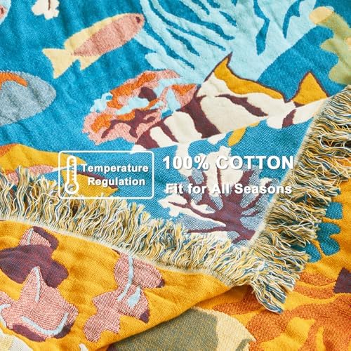 LUTBM Boho Throw Blanket for Bed 60"x80", All Season Cotton Couch Blankets - Image 6