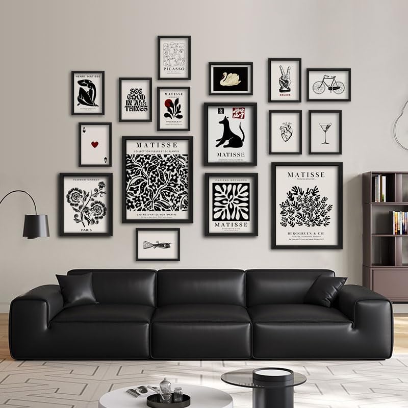 ANERZA 16 PCS Framed Black and White Wall Art Decor, Matisse Abstract Wall Prints for Bedroom, Gallery Wall Frame Set, Minimalist Posters for Living Room Aesthetic, Collage Kit, Dorm Home Artwork - Image 7