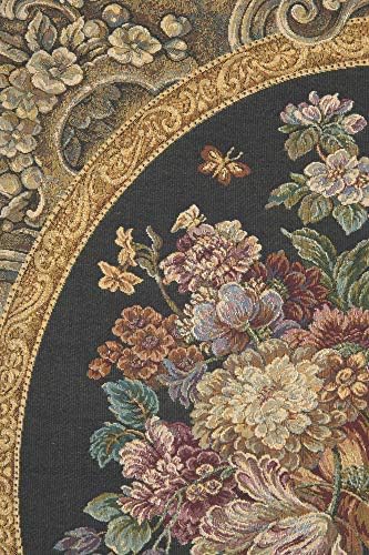Decorative Floral in Vase Dark Green Tapestry Wall Hanging 30 x 25 in - Image 3
