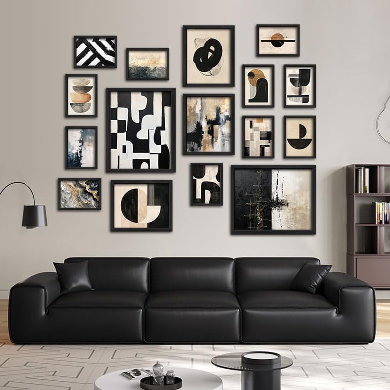 ANERZA 16 PCS Framed Black and White Abstract Wall Art Decor, Minimalist Wall Prints for Bedroom, Gallery Wall Frame Set, Posters for Living Room Aesthetic, Collage Kit, Dorm Artwork - Image 7