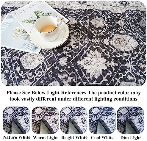 3x12 Washable Hallway Runner Rug: Oriental Long Ultra Soft Runners for Kitchen Entryway Thin Non Slip Bathroom Nursery Floor Mat Water Resistant Low Pile Carpet for Living Room Bedroom (Black,3x12) - Image 3