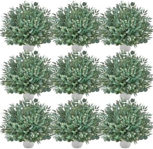 Alecono 300pcs Mixed Eucalyptus Leaves Stems Bulk, 4 Kinds Artificial Greenery Stems Faux Sliver Dollar Fake Greenery for Centerpieces Wedding DIY Bouquets Floral Arrangement Party Decor by AleconoBetterYourLife