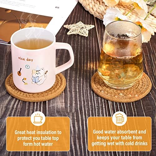 Mckanti 8 Pcs Drink Coasters with Holder, Absorbent Coasters for Drinks, Minimalist Cotton Woven Coaster Set for Home Decor Tabletop Protection Suitable for Kinds of Cups, 4.3 Inches. - Image 6