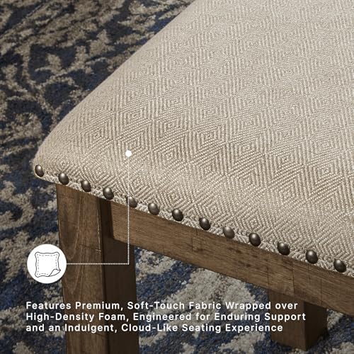Signature Design by Ashley Moriville Wood Upholstered Dining Bench, Beige - Image 5