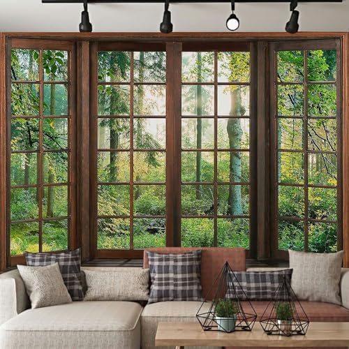Green Forest Window Tapestry Natural Scenery Tapestry for Bedroom 93"x 71" - Image 4