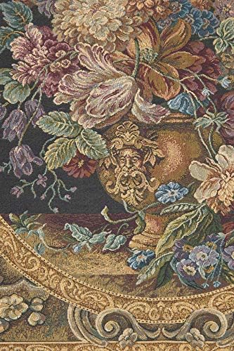 Decorative Floral in Vase Dark Green Tapestry Wall Hanging 30 x 25 in - Image 2