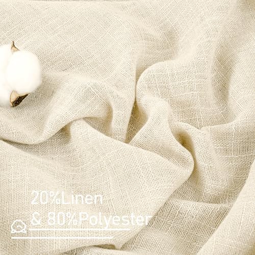 LAMIT Beige Semi Sheer Beige Linen Curtains 63 inch 2 Panels, 34 x 63 Inch - Image 2