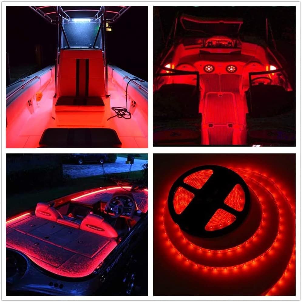 25FT LED Boat Lights, Waterproof Marine Pontoon Led Strip Lights, Boat Deck Interior Light, Boats Accessories, Under Gunnel Lighting, Night Fishing Light for Pontoon Fishing Boats (Red) - Image 5