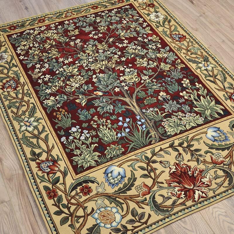 Aubelin Tapestry Small Ruby William Morris Tree of Life Fine Art Tapestry Wall Hanging Size 35"x27" - Image 4