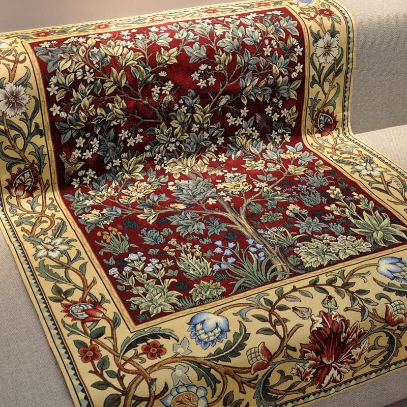 Aubelin Tapestry Small Ruby William Morris Tree of Life Fine Art Tapestry Wall Hanging Size 35"x27" - Image 7